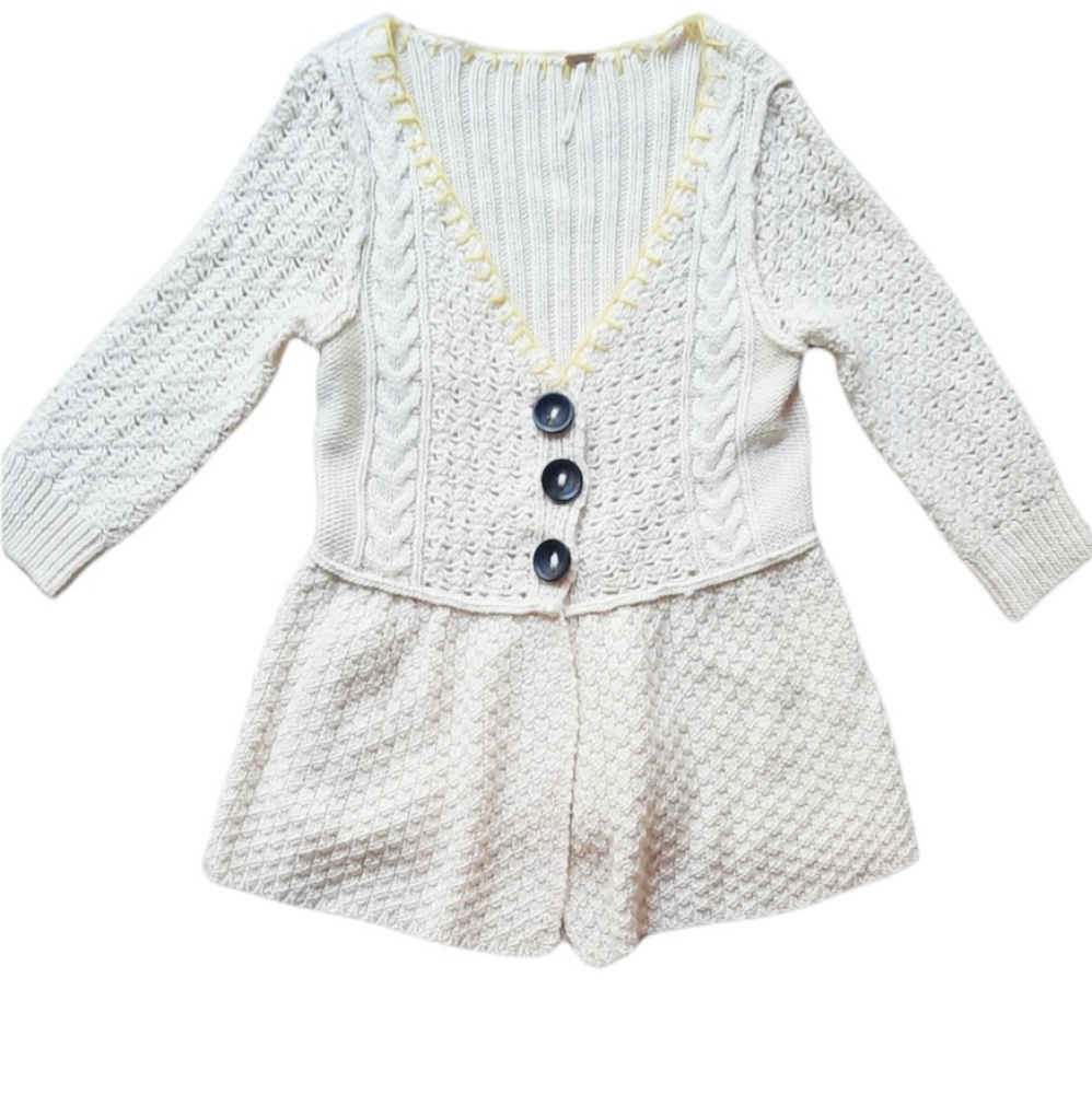 Free People Peplum Chunky Oversized Button Cardigan